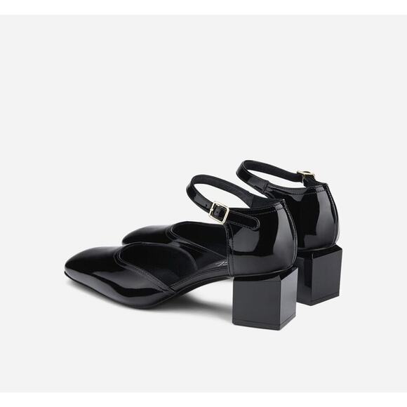 AGL Angie Pumps Mary Jane Block Heels Black Patent Leather Slingback 40 US 10 - Picture 4 of 7